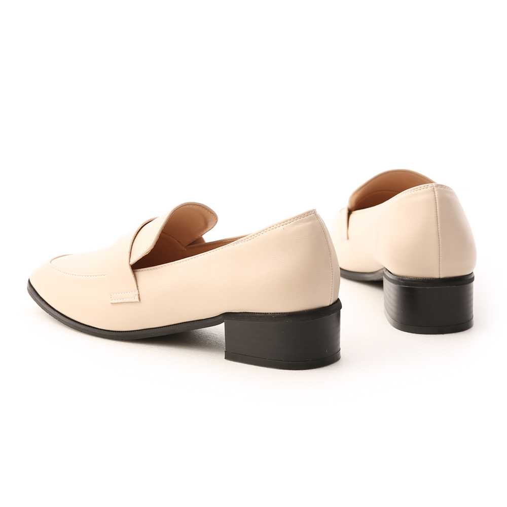 Classic Low Heel Loafers French Vanilla White