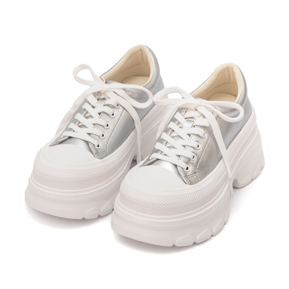零重力輕運動厚底增高休閒鞋 銀色