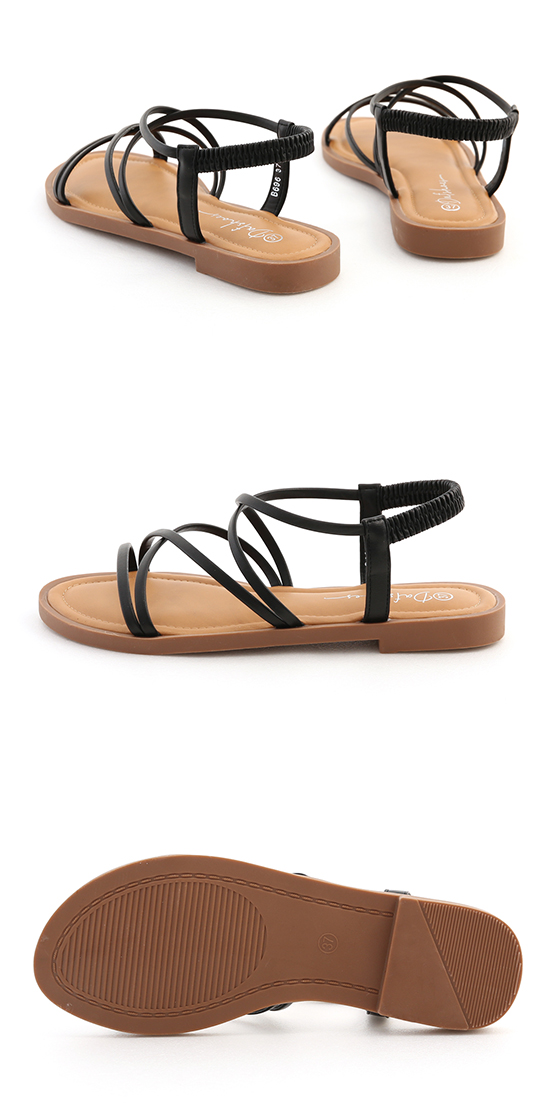 Flat Strappy Sandals Black