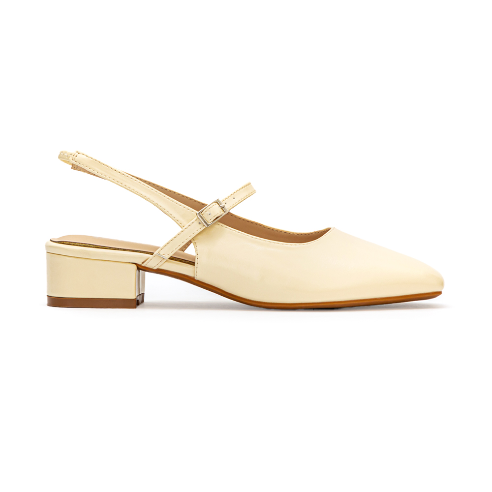 粉彩春日4D氣墊後空低跟鞋 黃