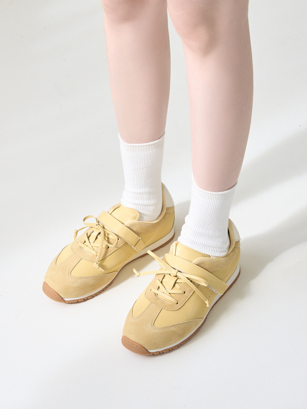 粉彩系列OK繃貼真皮休閒鞋 黃色