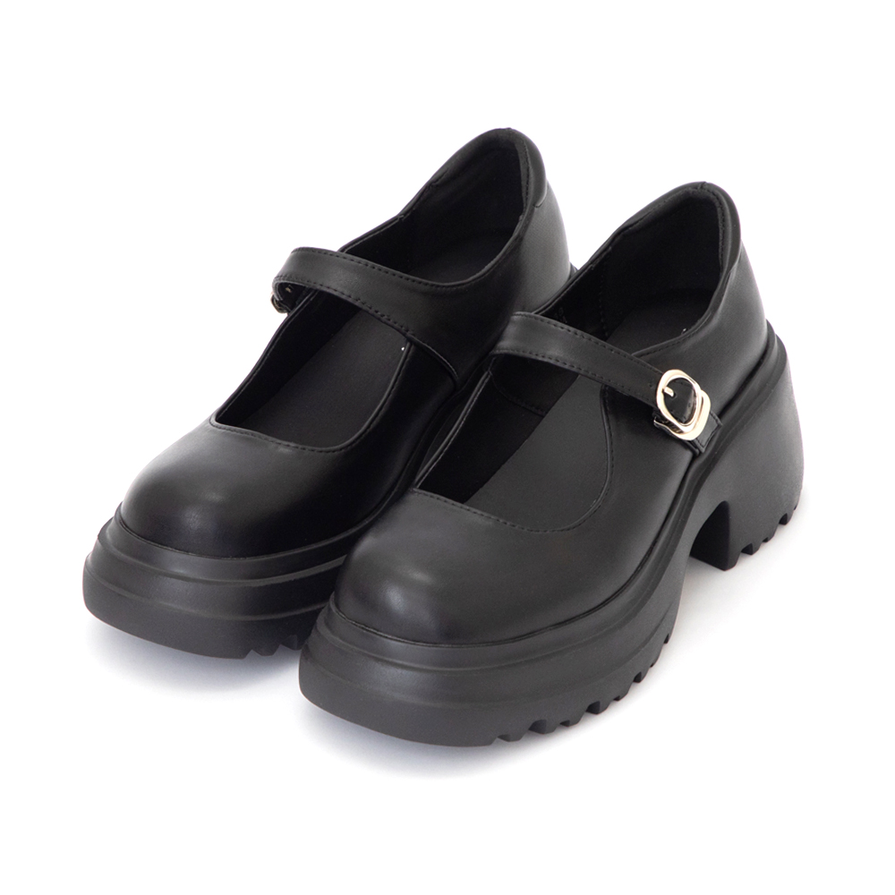 氧氣美女增高加厚底瑪莉珍鞋 黑色