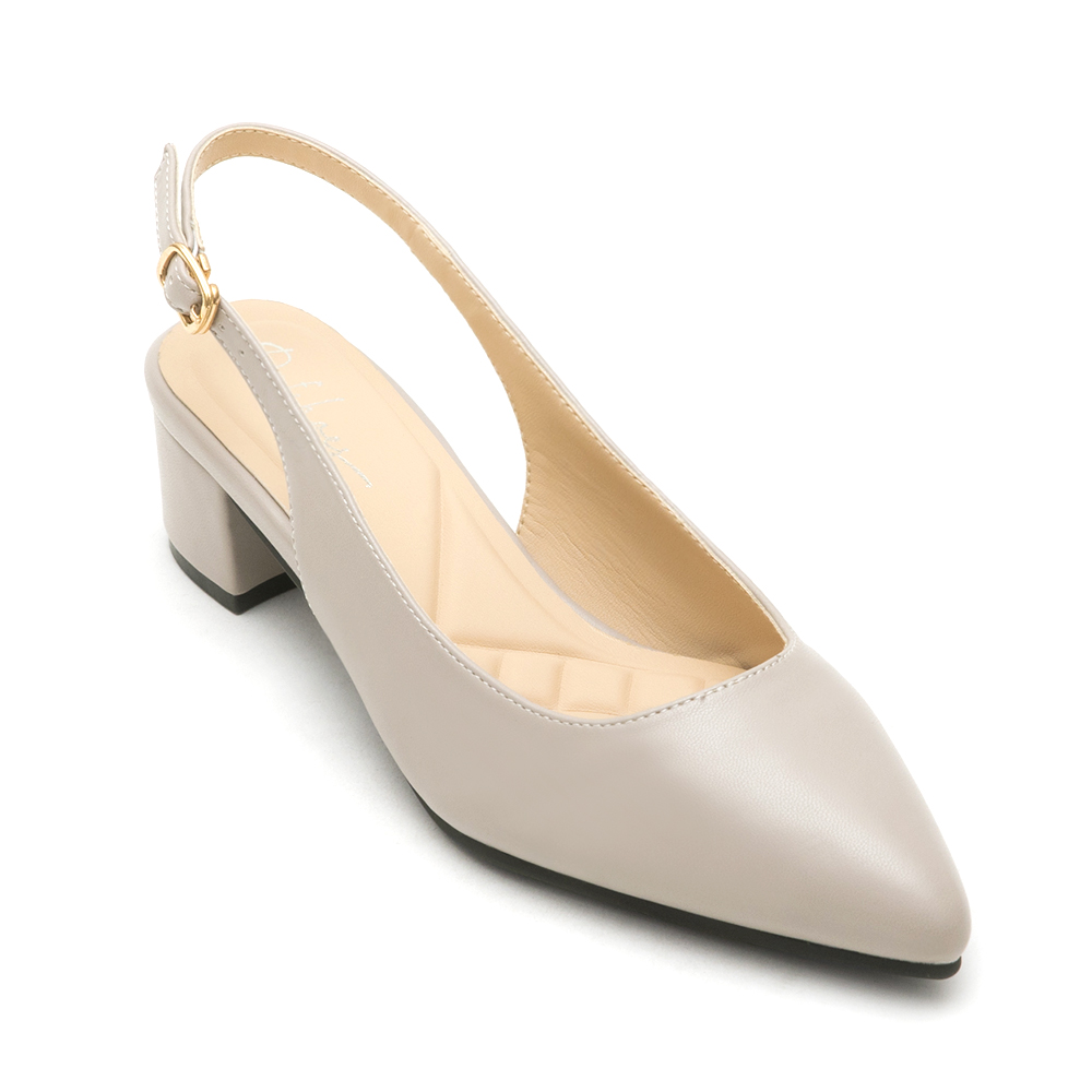 4D Cushion Pointed-Toe Slingback Shoes Grey