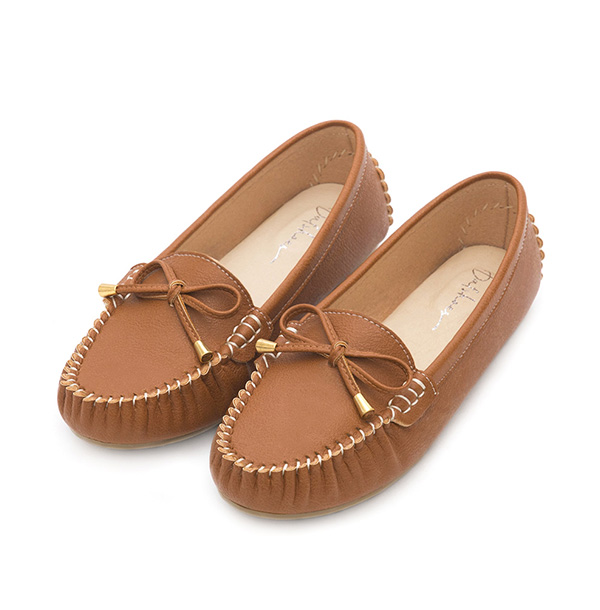 Soft MIT Bow Loafer Moccasins Brown