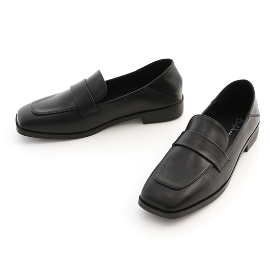 Faux Leather Classic Loafers Black