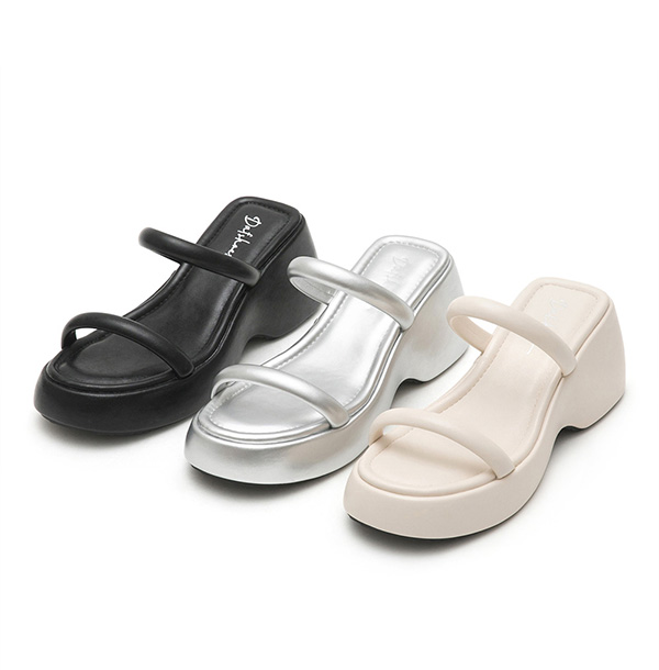 One-Strap Comfy Thick Sole Slide Sandals Silver