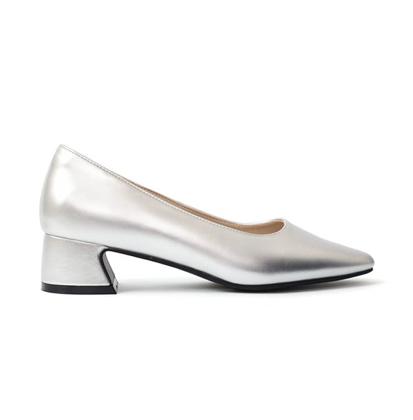 Minimalist Pointed-Toe 4cm Low Heels Silver