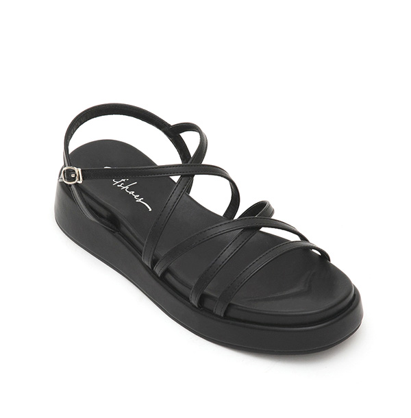 Cross-Strap Thick Sole Sandals Black