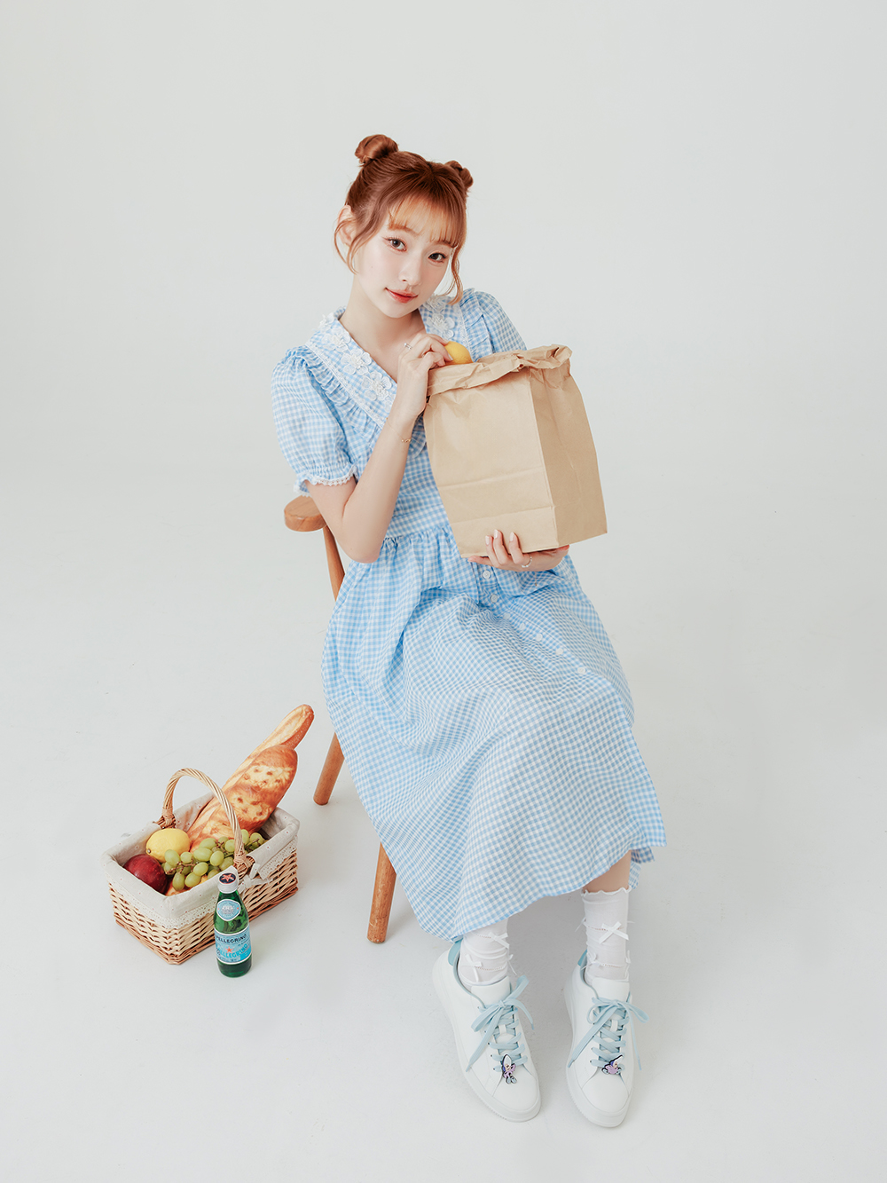 【Disney】牡蠣寶寶雙色鞋帶小白鞋 天空藍