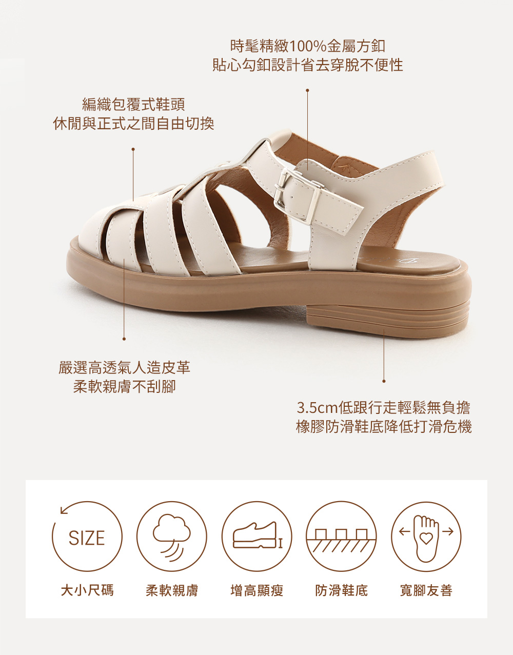 悠閒日常．古著風編織羅馬涼鞋 時尚黑