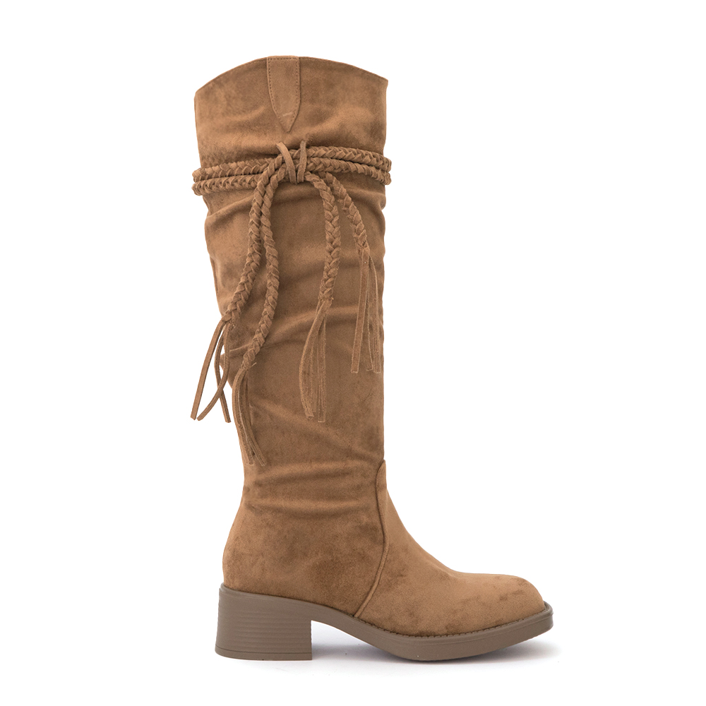 沙漠游牧風流蘇V口西部長靴 棕色