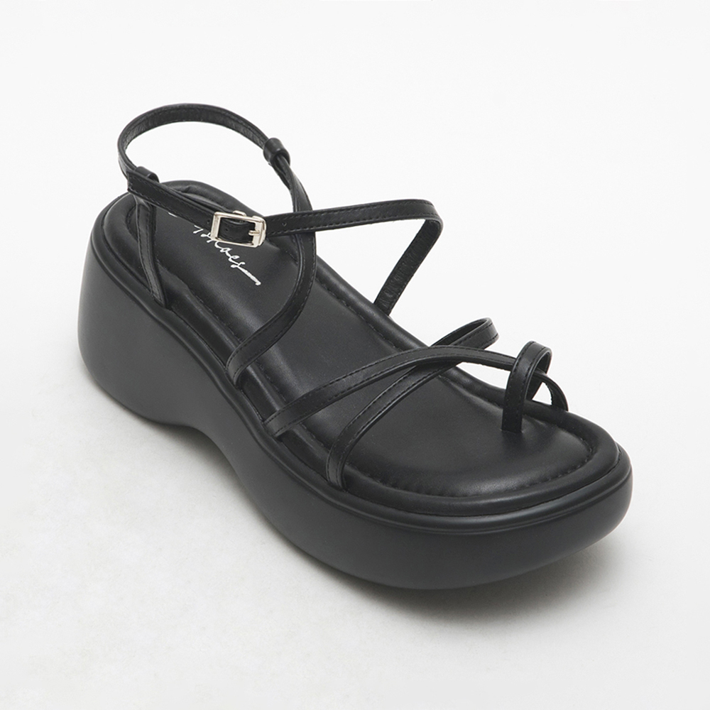 Strappy Lightweight Platform Sandals Black