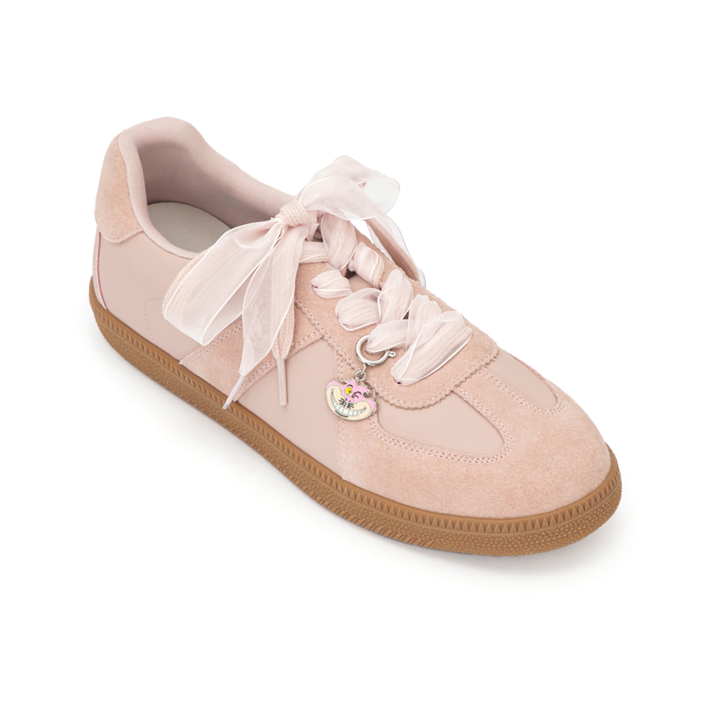 【Disney】妙妙貓小掛飾真皮德訓鞋 裸膚粉