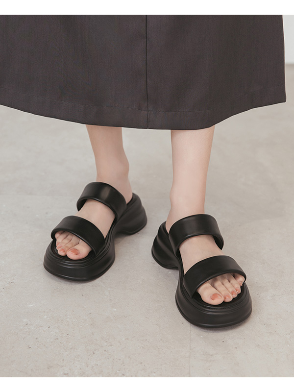 Airy Comfy Double-Strap Lightweight Sandals Black