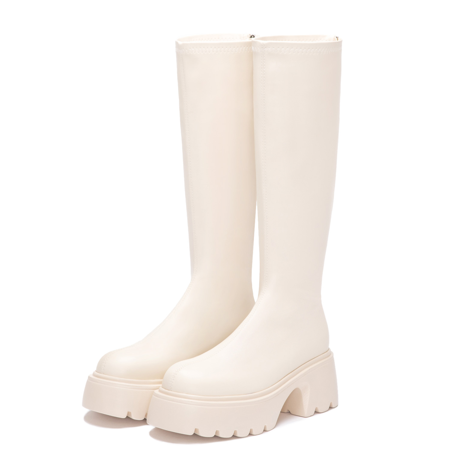 超強魅力．輕量波浪底瘦瘦長靴 香草米