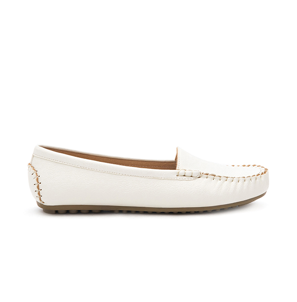 MIT Solid Moccasin Loafers White