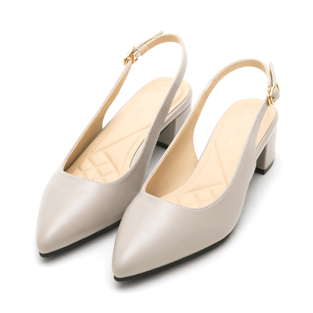 4D Cushion Pointed-Toe Slingback Shoes Grey