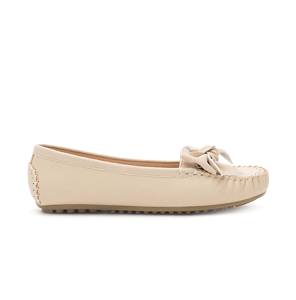 MIT Bow Moccasin Loafers Cream