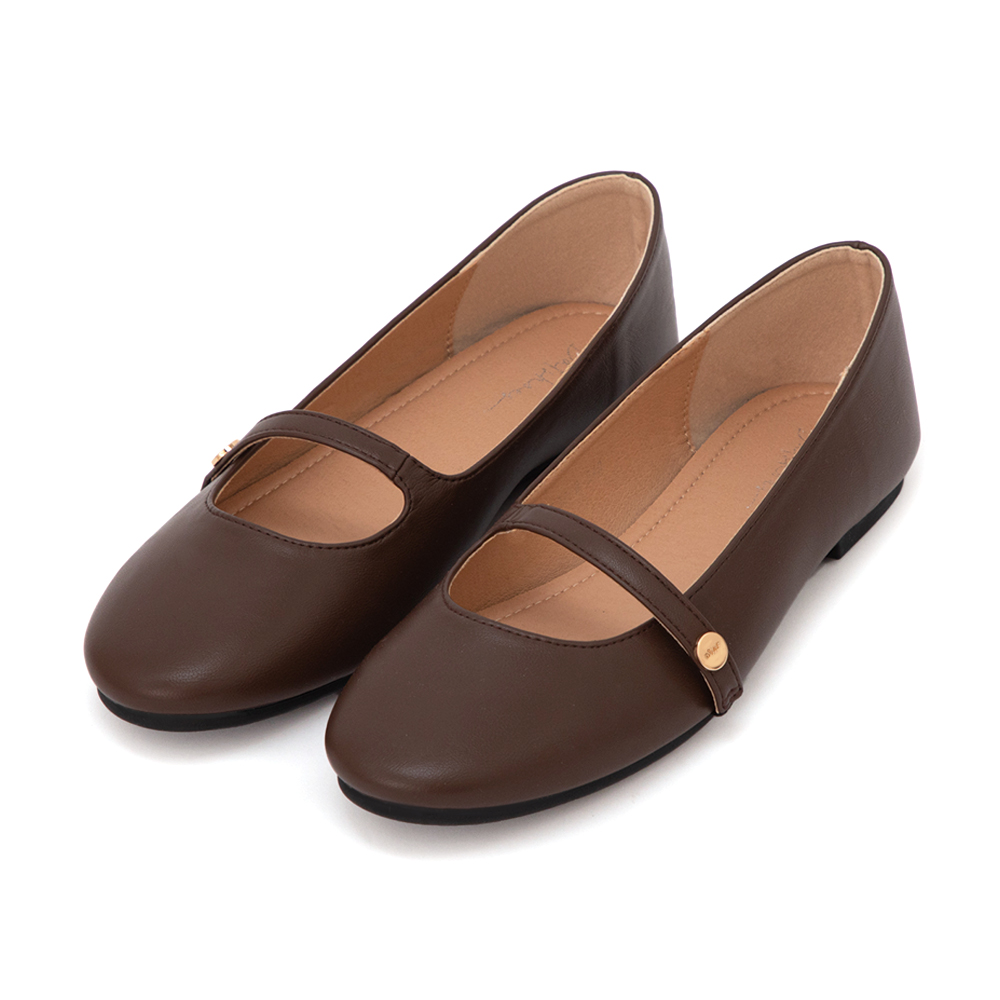 圓頭學院平底瑪莉珍娃娃鞋 咖啡色