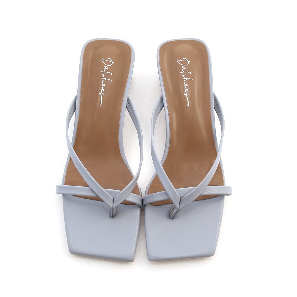 Square Toe Strappy Slip-On Sandals Serenity Blue