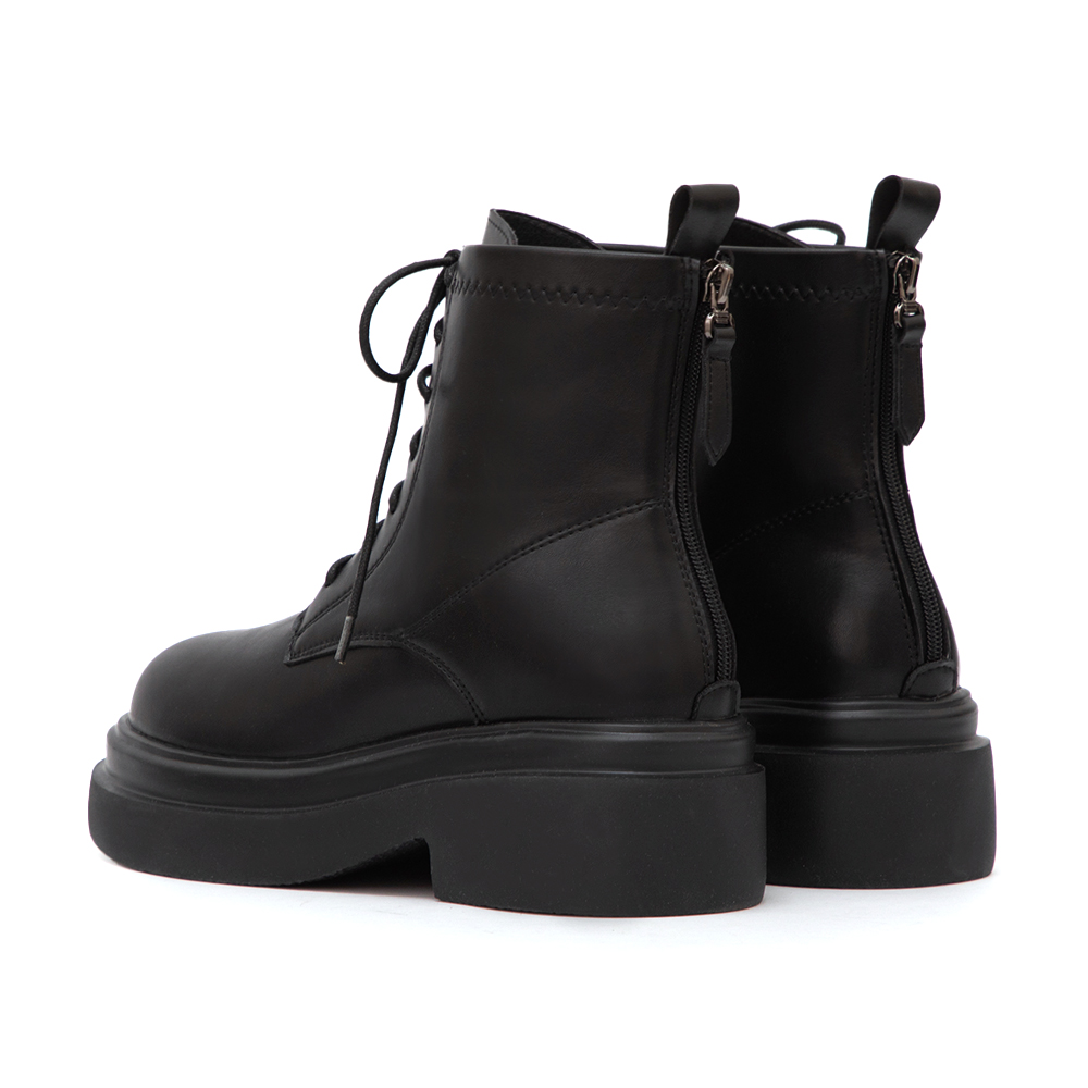 偶像學園輕量厚底綁帶短靴 黑色