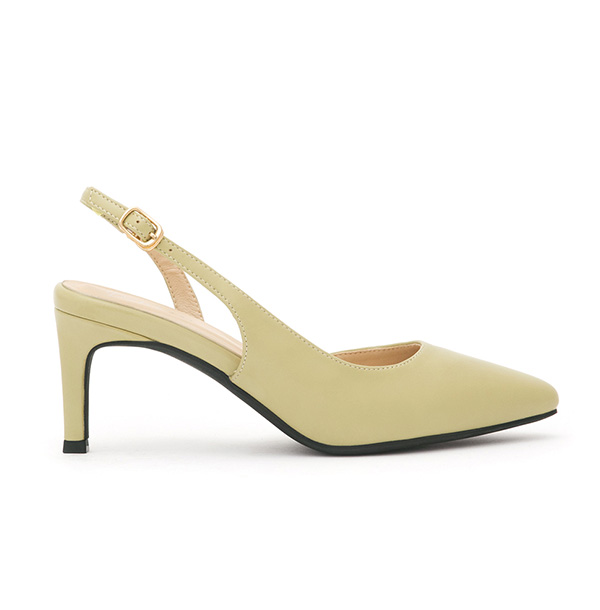 Elegant Pointed-Toe Slingback Heels Avocado Green