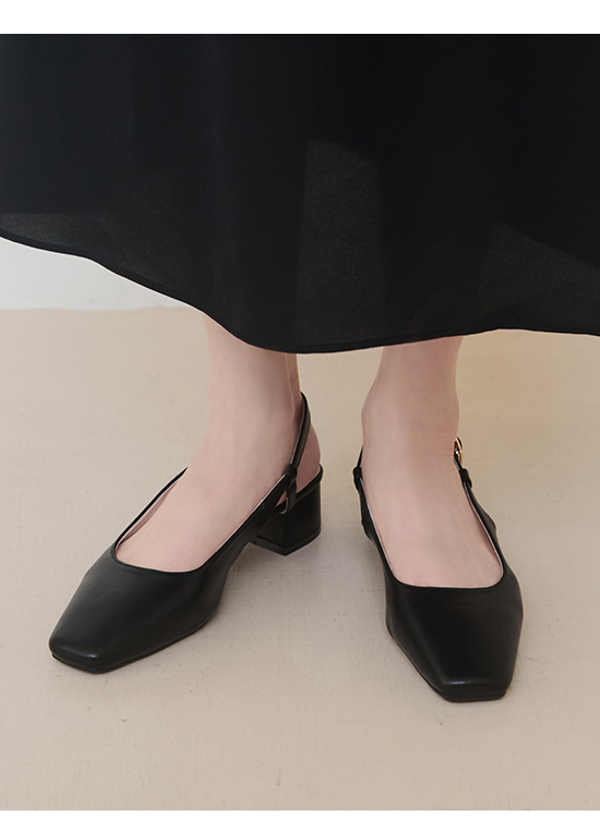 Mid-Heel Slingback Pumps Black