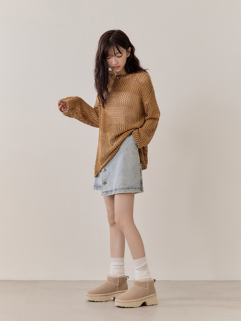 保暖神器厚底升級版真皮雪靴 沙色