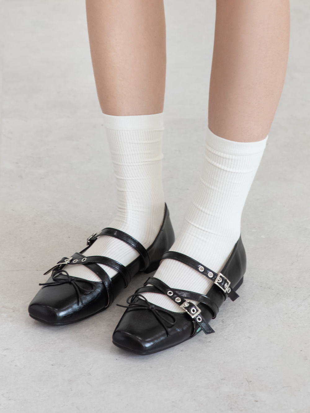 甜美酷感交叉帶瑪莉珍鞋 黑色