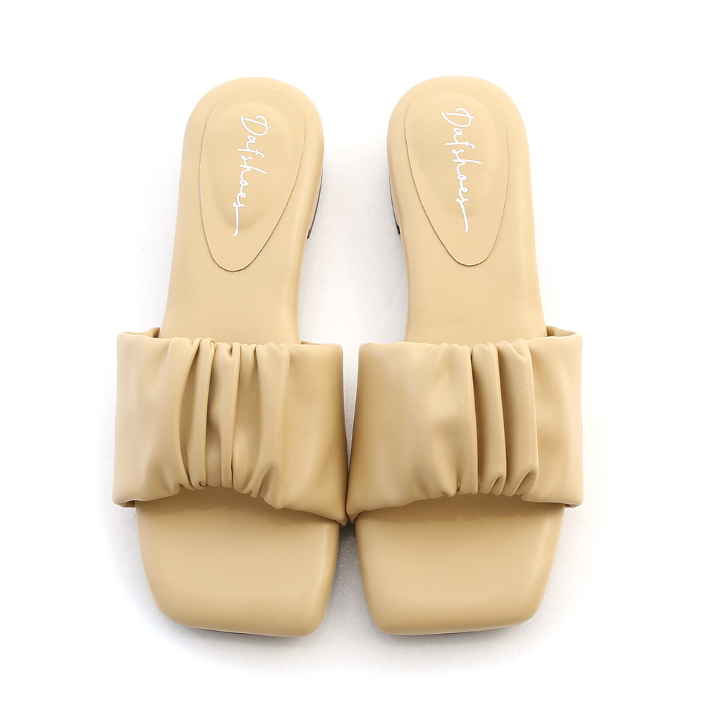 Ruched Puffy Cushioned Sandals Yellow