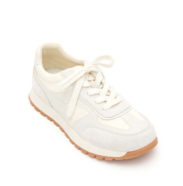 Korean-Style Genuine Leather Retro Casual Sneakers Beige