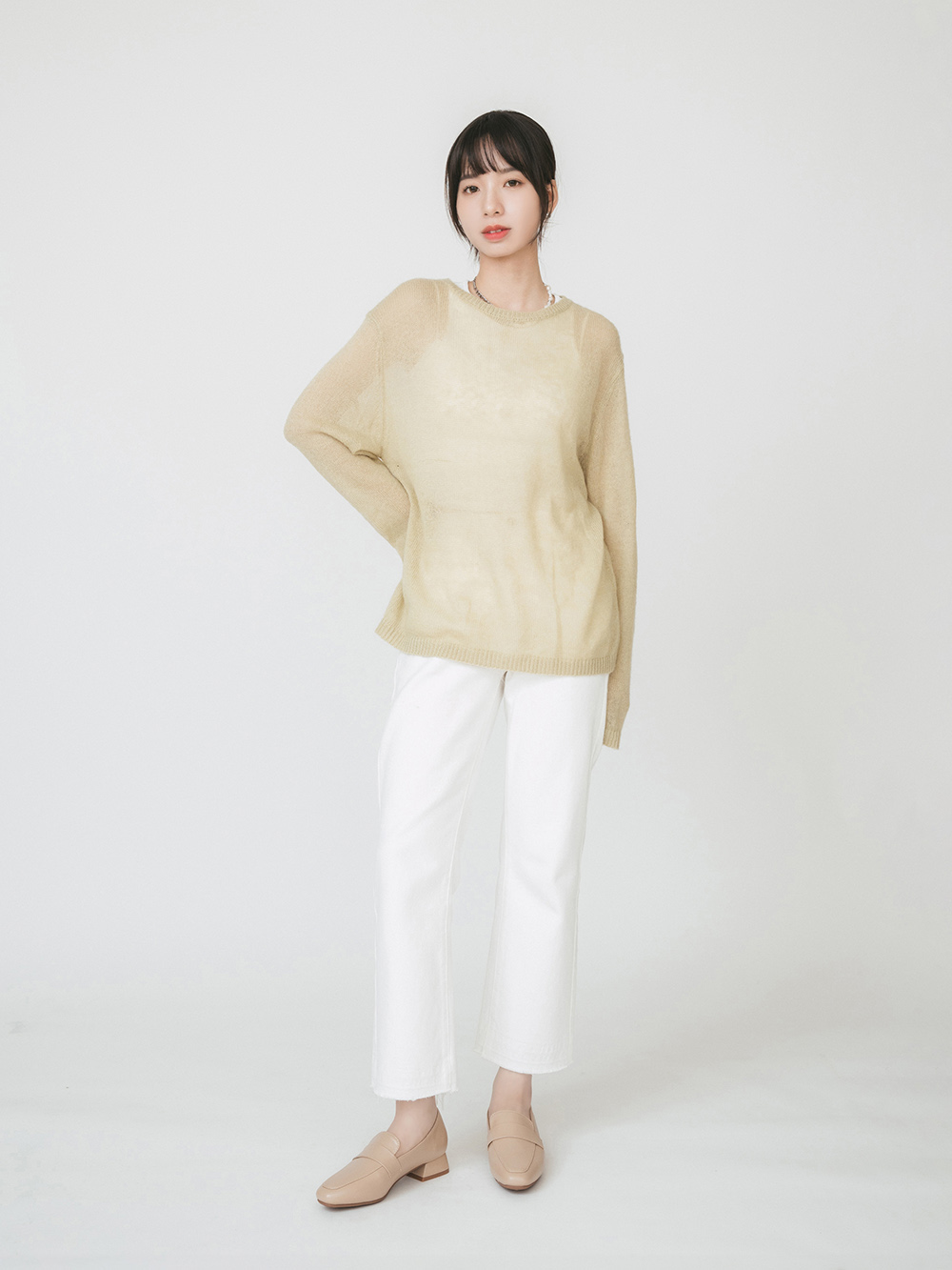 實穿滿分．4D氣墊低跟樂福鞋 奶茶杏