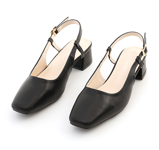 Mid-Heel Slingback Pumps Black