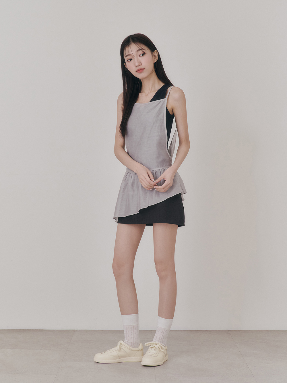 雙色鞋帶真皮復古德訓鞋 米白