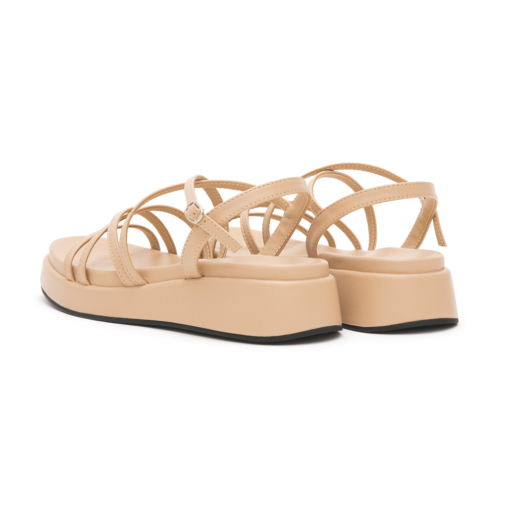 Cross-Strap Thick Sole Sandals Beige