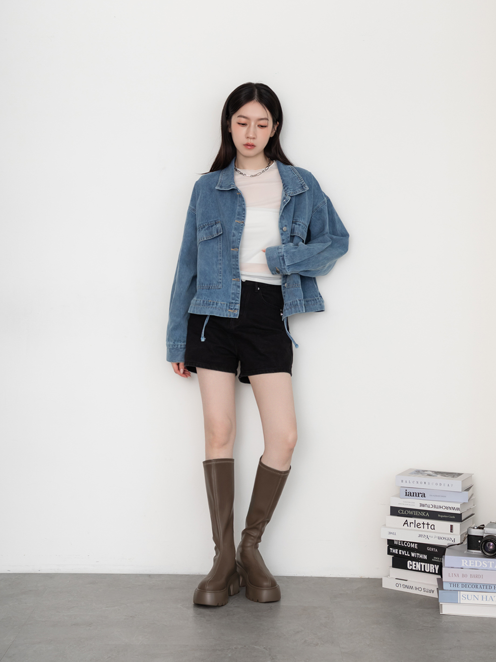 超強魅力．輕量波浪底瘦瘦長靴 復古咖