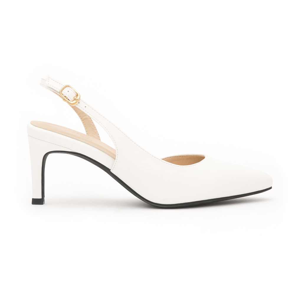 Elegant Pointed-Toe Slingback Heels White