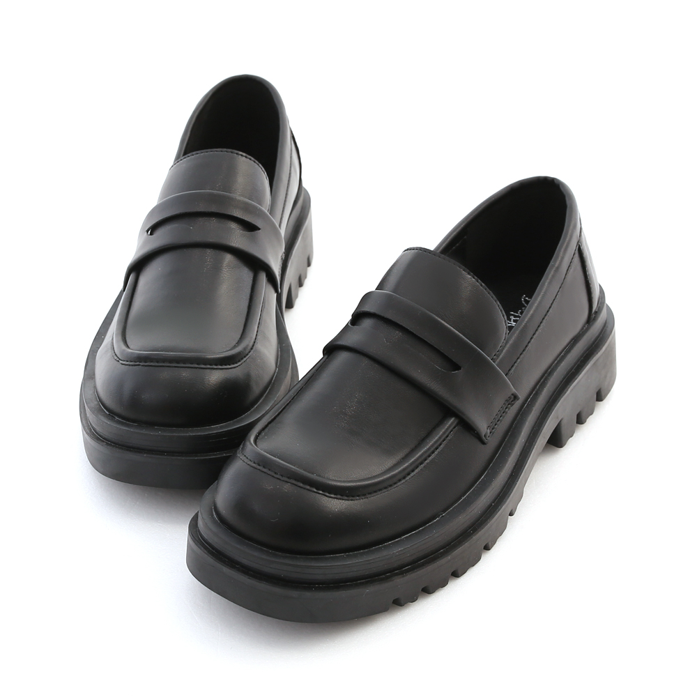 Classic Chunky Sole Penny Loafers Black