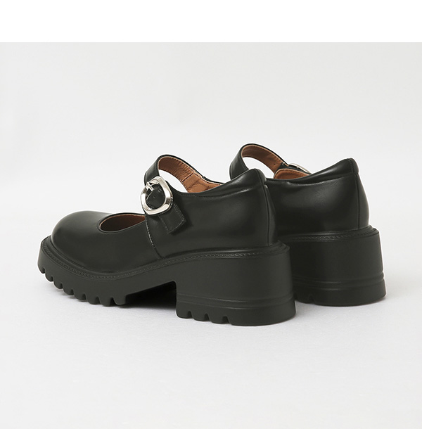 Metal Buckle Lightweight Thick Sole Mary Jane Shoes Black