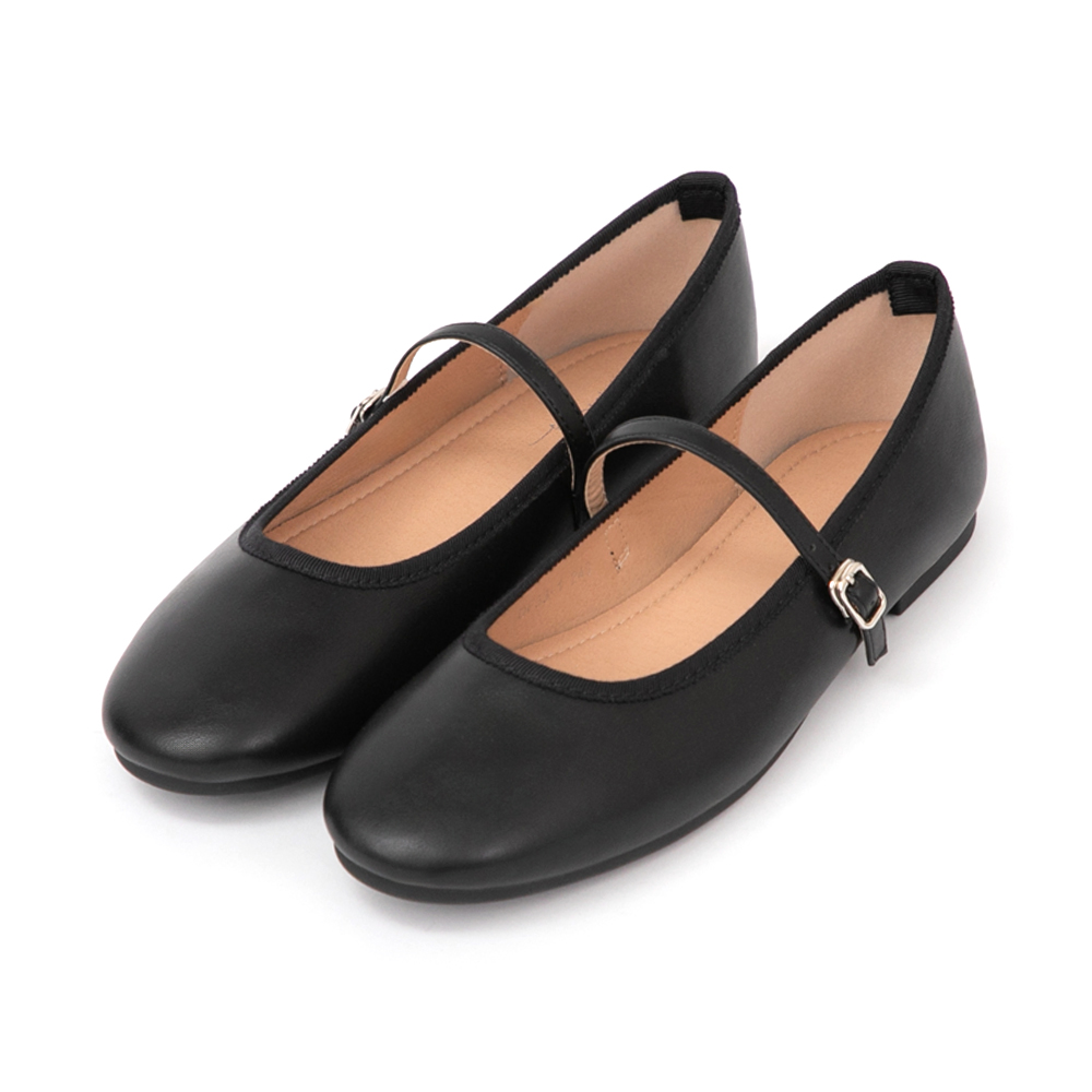 奧黛麗小圓頭平底瑪莉珍鞋 黑色