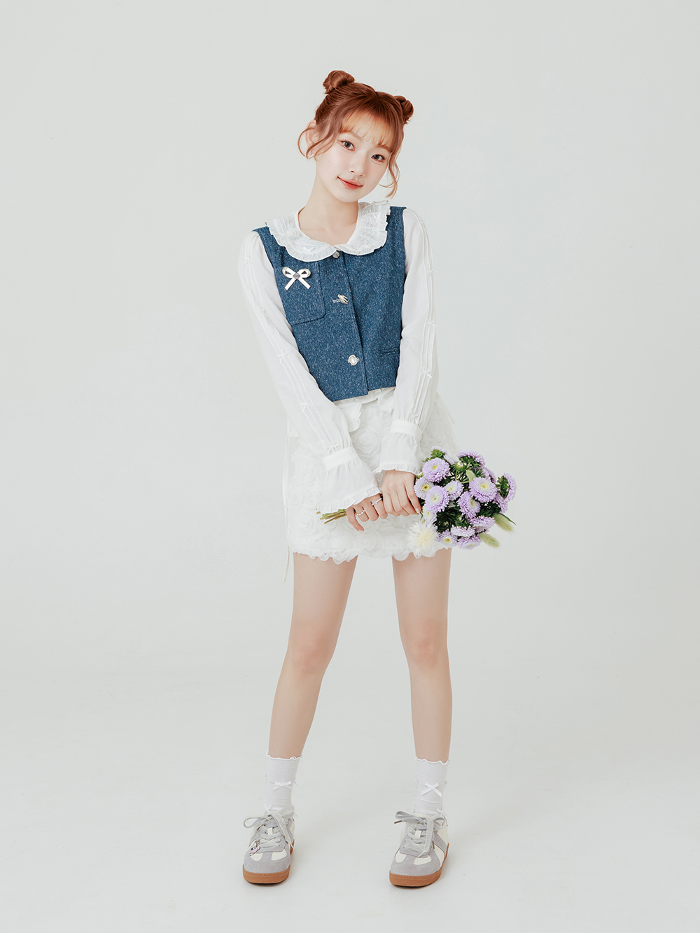 【Disney】牡蠣寶寶小掛飾真皮德訓鞋 灰色