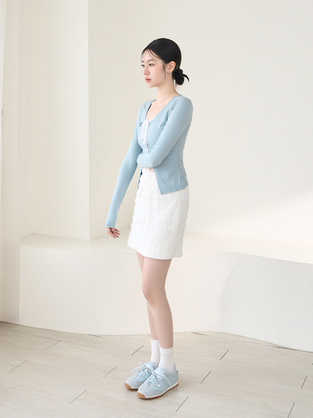 粉彩系列OK繃貼真皮休閒鞋 藍色