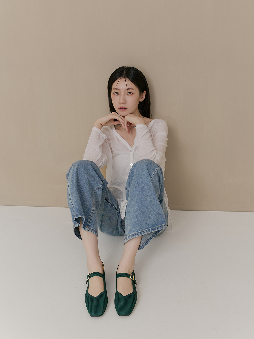 【3D零感雲織鞋】方頭瑪莉珍鞋 森林綠