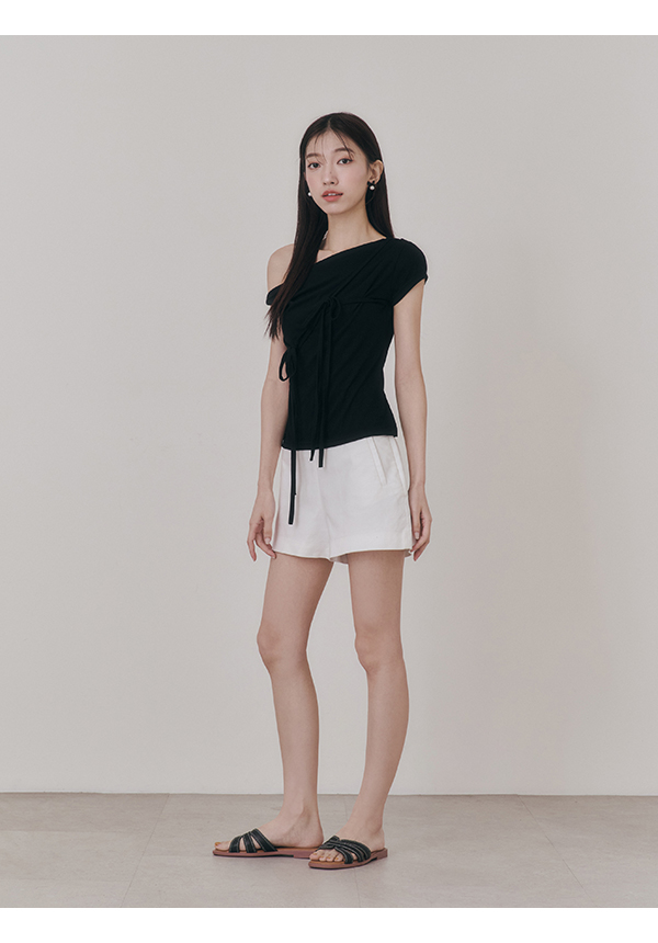 Contrast Stitching Flat Slides Black