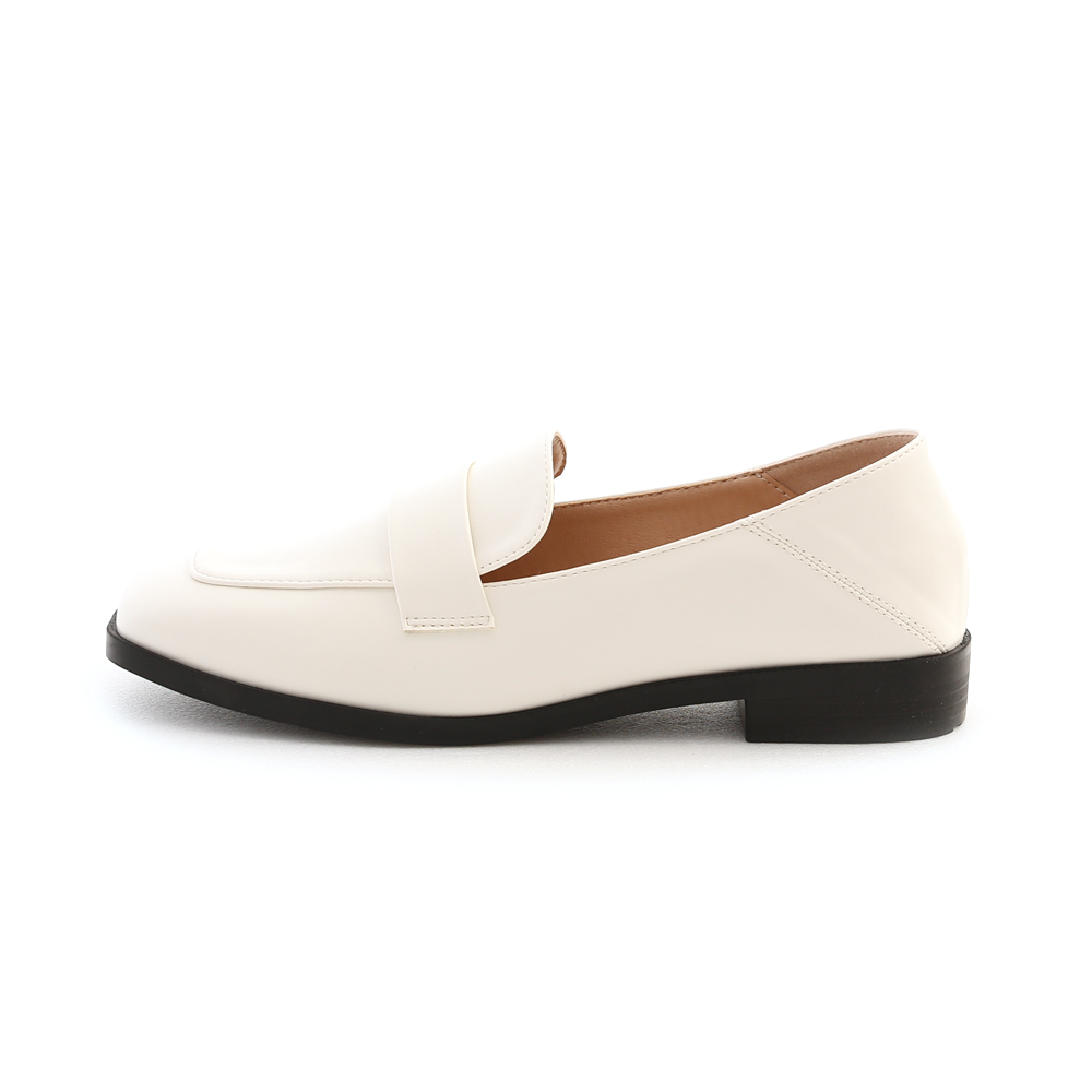 Faux Leather Classic Loafers White