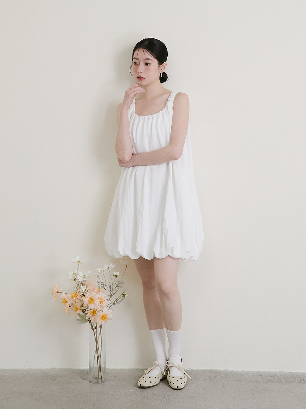 【3D零感雲織鞋】綁帶方頭瑪莉珍鞋 點點白