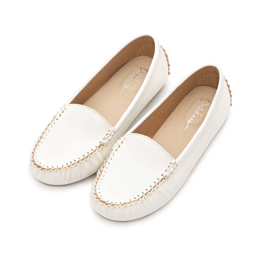 MIT Solid Moccasin Loafers White