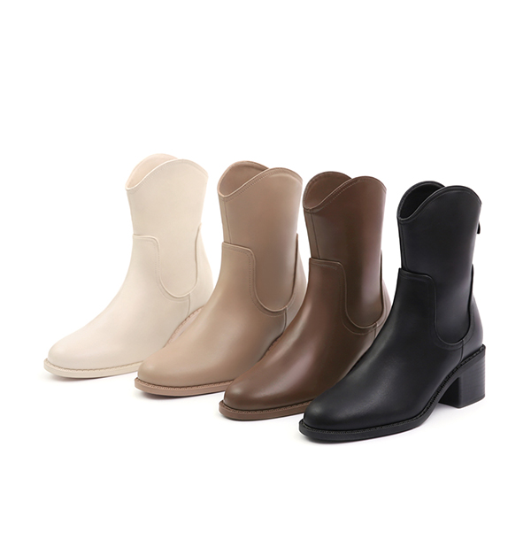 V-Cut Memory Foam Slim Boots French Vanilla White