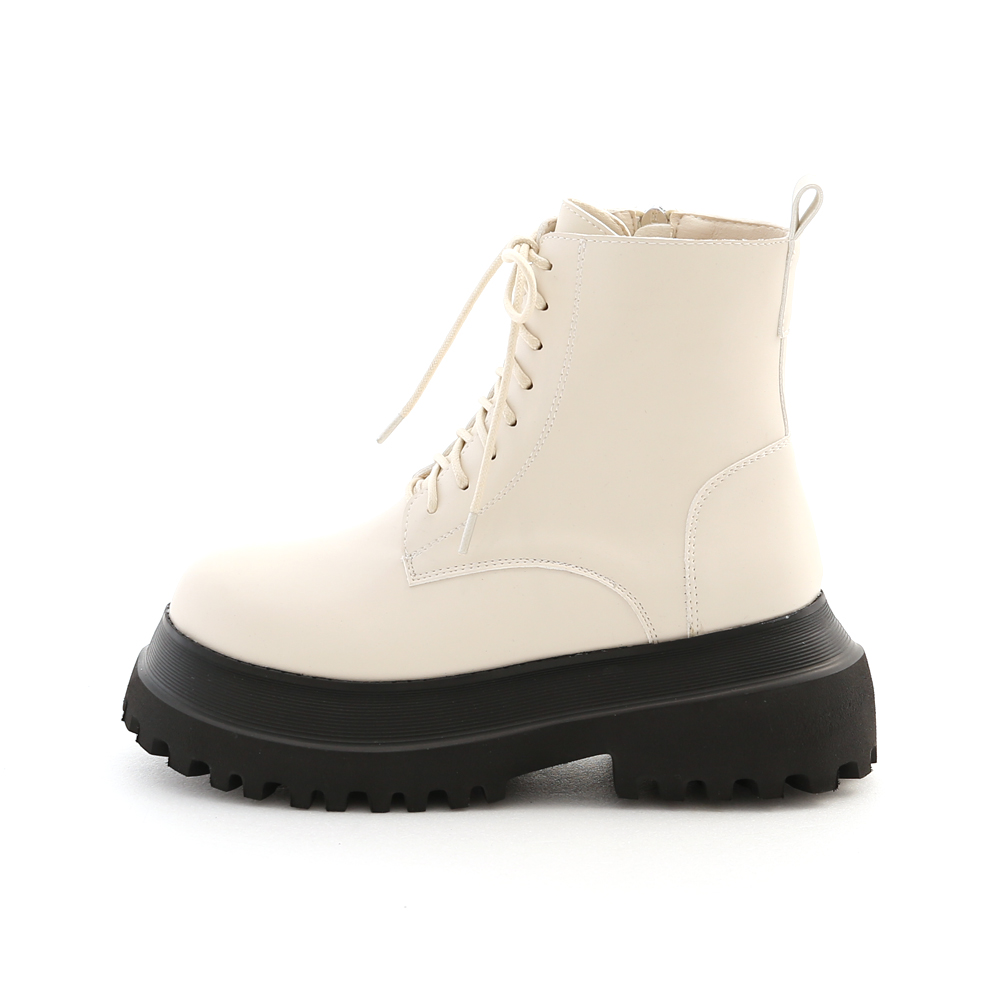Lightweight Lace-up Boots With Contrast Platform Vanilla