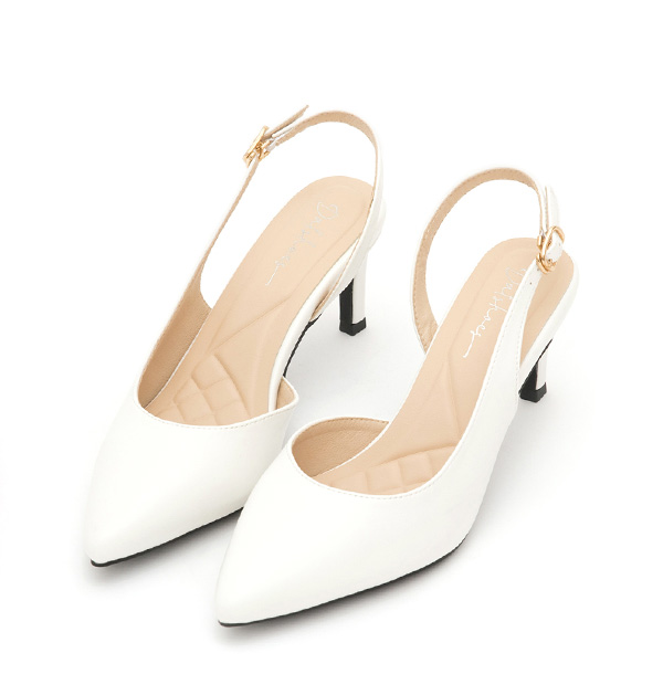 Elegant Pointed-Toe Slingback Heels White